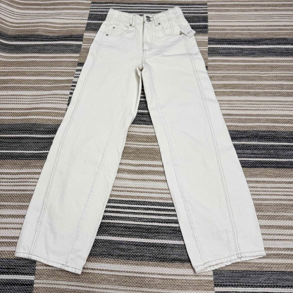 Free People We The Free Aster Straight Leg Jeans 100%‎ Cotton Cream Size 26